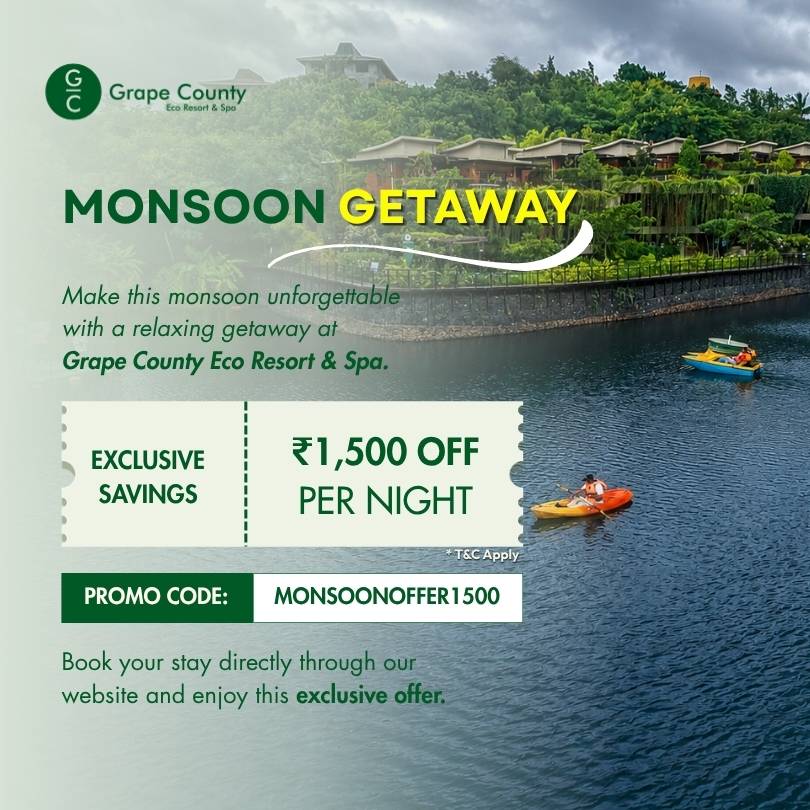 Grape County Monsoon offer popup - Home - Grape County Eco Resort & Villas - Resort in Nashik